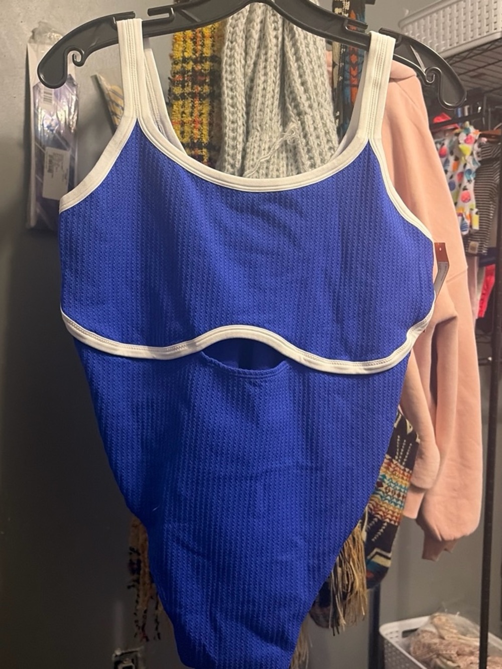 Colsie Royal Blue One-Piece Swimsuit with White Trim